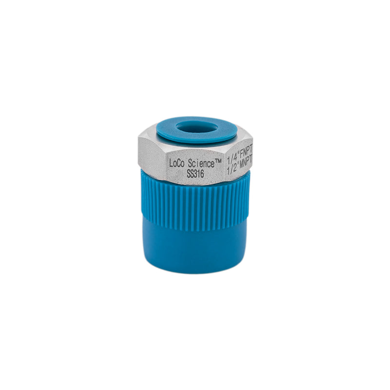 1/4 FNPT x 1/2 MNPT Straight Hose Adapter With Thread Protector Caps