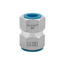 1/2 FNPT x 3/4 FNPT Straight Hose Adapter With Thread Protector Caps