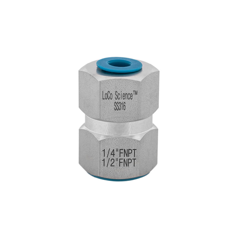 1/4 FNPT x 1/2 FNPT Straight Hose Adapter With Thread Protector Caps