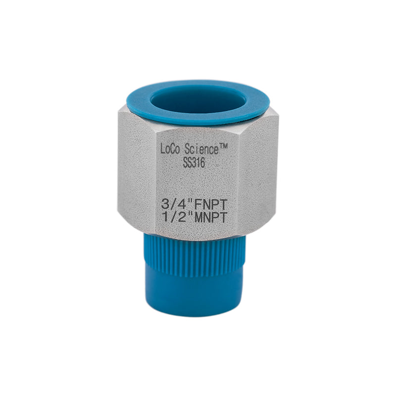 1/2 MNPT x 3/4 FNPT Straight Hose Adapter With Thread Protector Caps