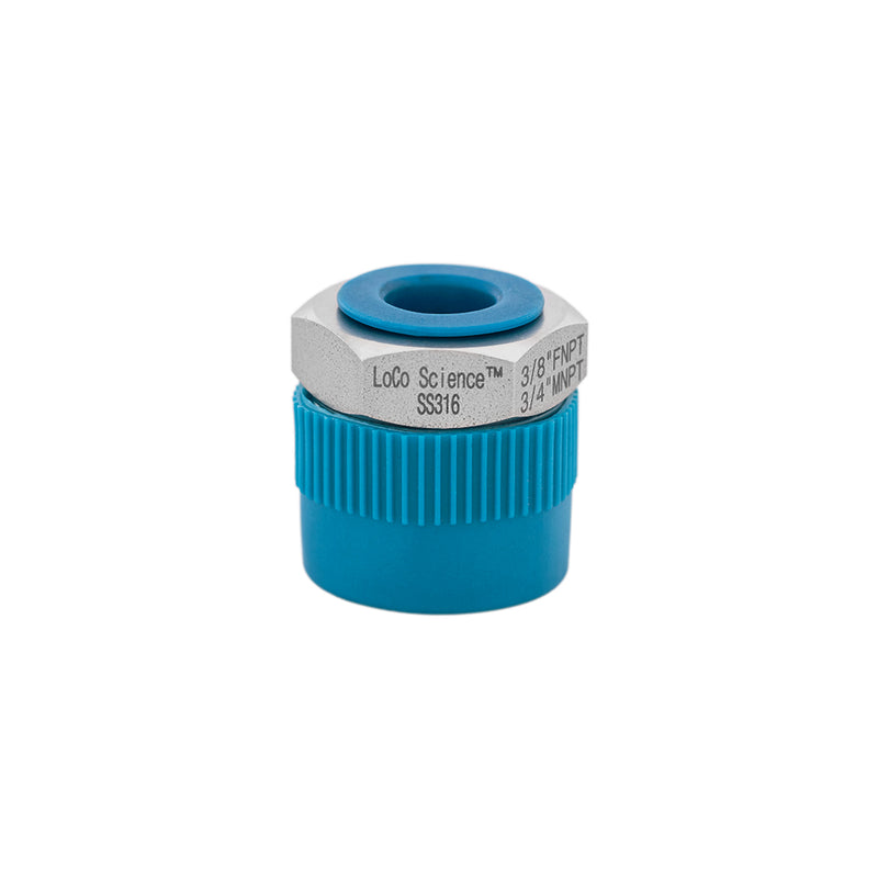 3/8 FNPT x 3/4 MNPT Straight Hose Adapter With Thread Protector Caps