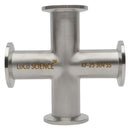 4-Way Cross KF-25 Flange Vacuum Fitting Stainless Steel Side View
