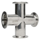 4-Way Cross KF-50 Flange Vacuum Fitting Stainless Steel Side View