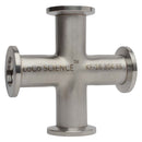 4-Way Cross KF-16 Flange Vacuum Fitting Stainless Steel Side View