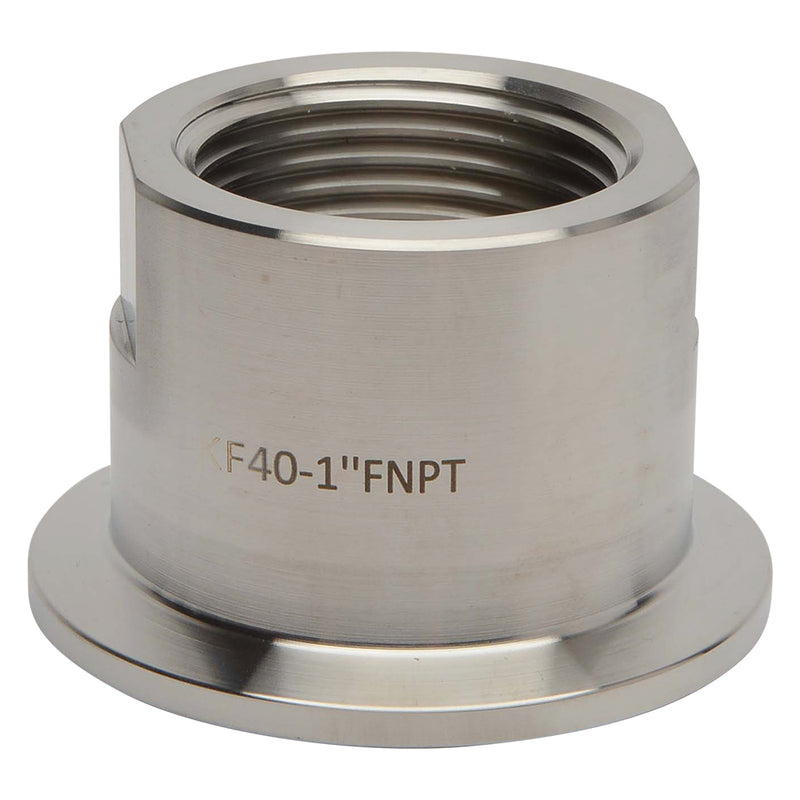 KF-40 Flange to 1" NPT Female Vacuum Fitting Adapter Side View