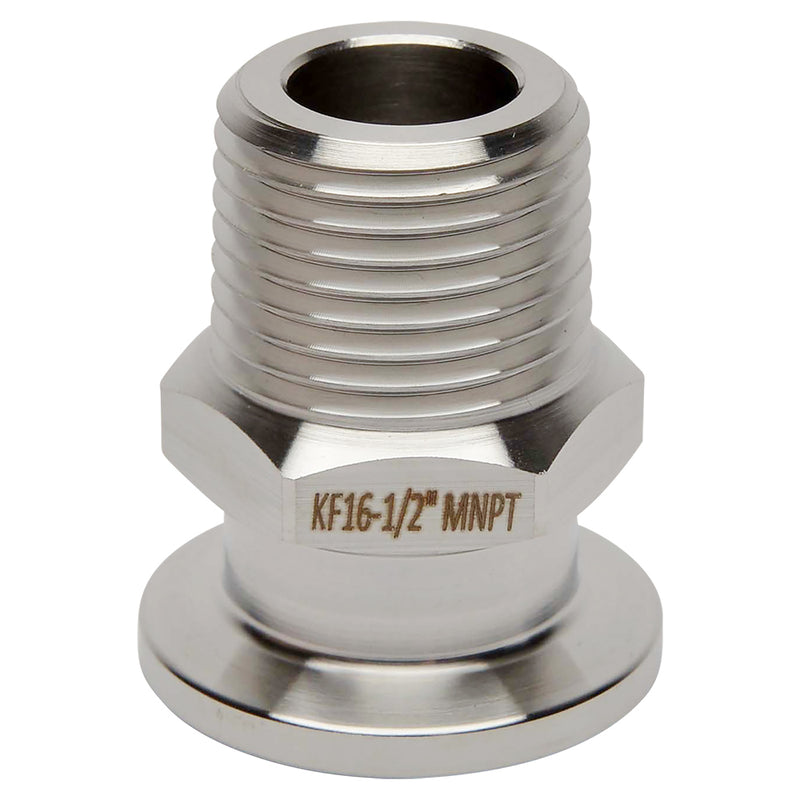 KF-16 Flange to 1/2" NPT Male Vacuum Fitting Adapter Side View