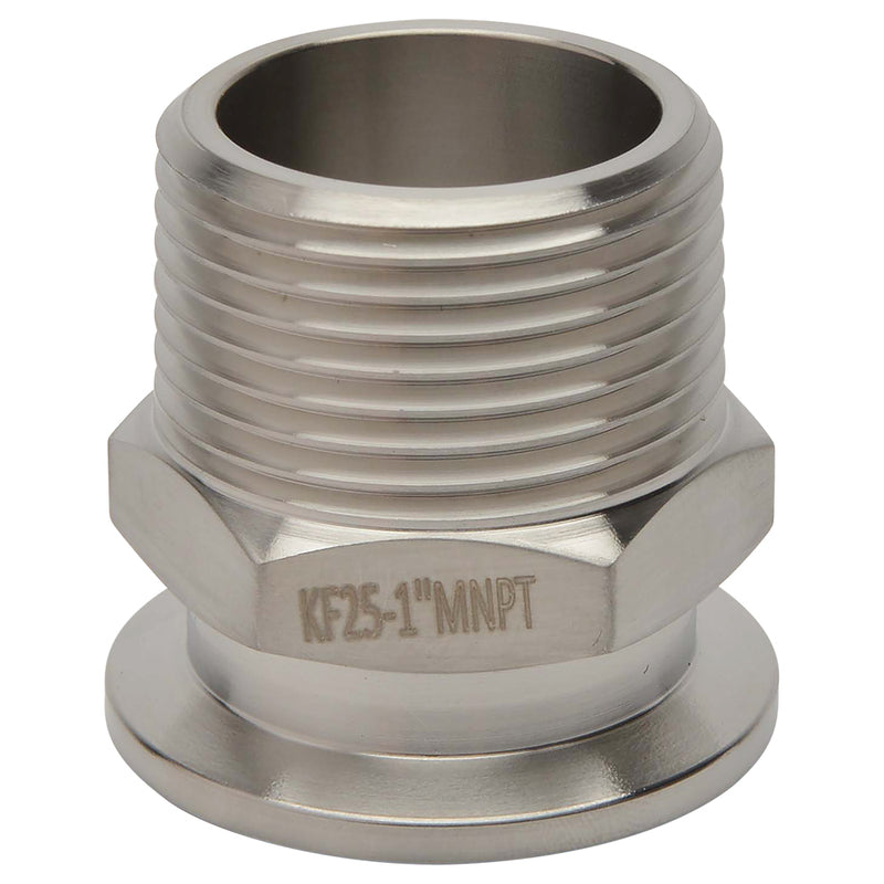 KF-25 Flange to 1" NPT Male Vacuum Fitting Adapter Side View