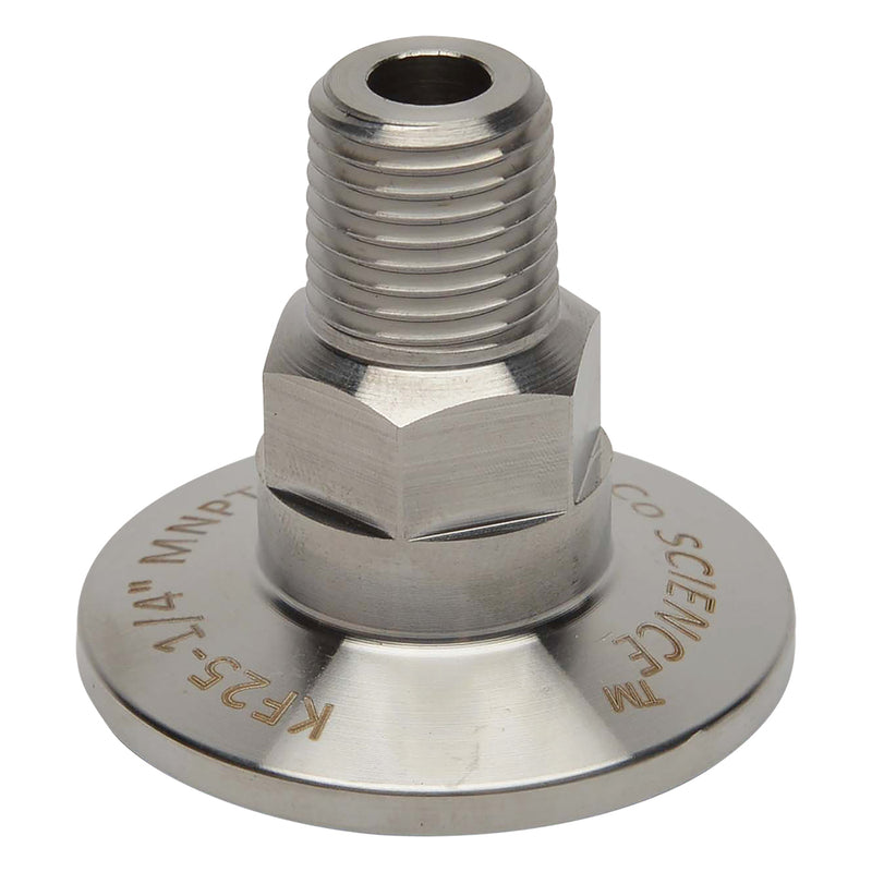 KF-25 Flange to 1/4" NPT Male Vacuum Fitting Side View