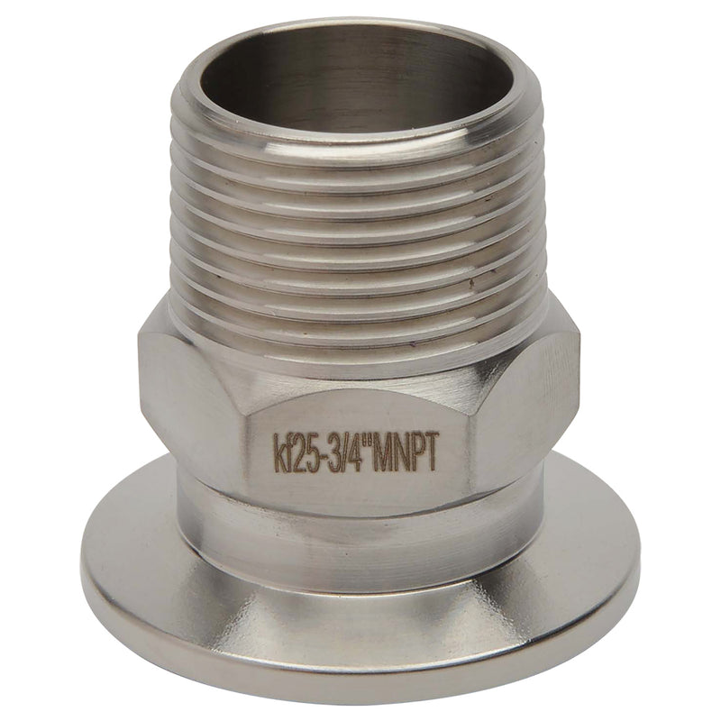 KF-25 Flange to 3/4" NPT Male Vacuum Fitting Stainless Steel Side View