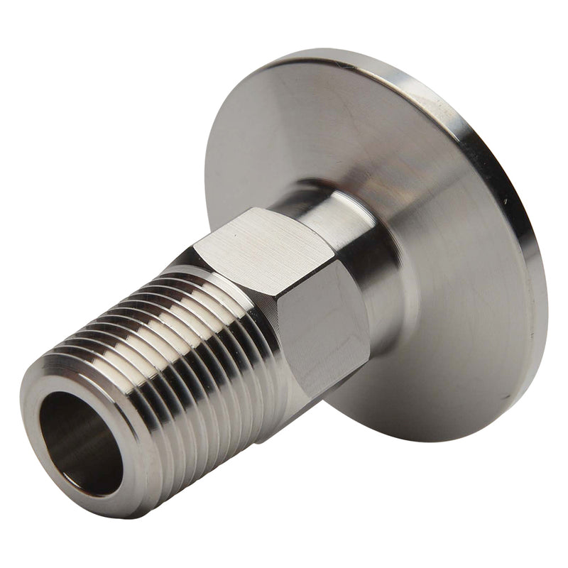 KF-25 Flange to 3/8" NPT Male Vacuum Fitting Adapter Stainless Steel side view