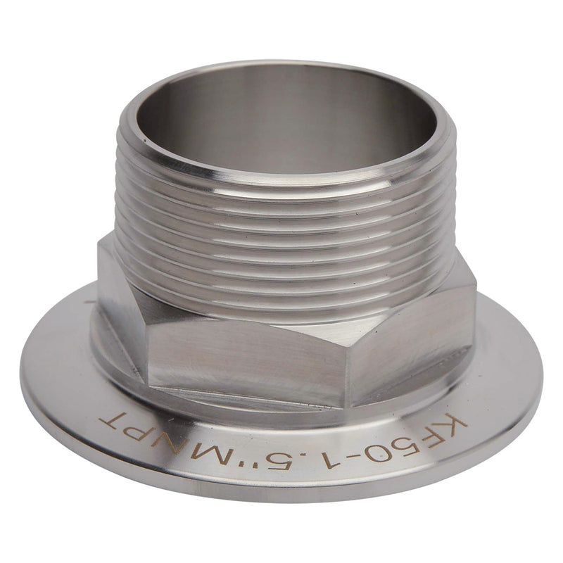 KF-50 Flange to 1.5" NPT Male Vacuum Fitting Adapter Side View